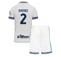 Inter Milan Denzel Dumfries #2 Koszulka Wyjazdowa dzieci 2024-25 Krótki Rękaw (+ krótkie spodenki)